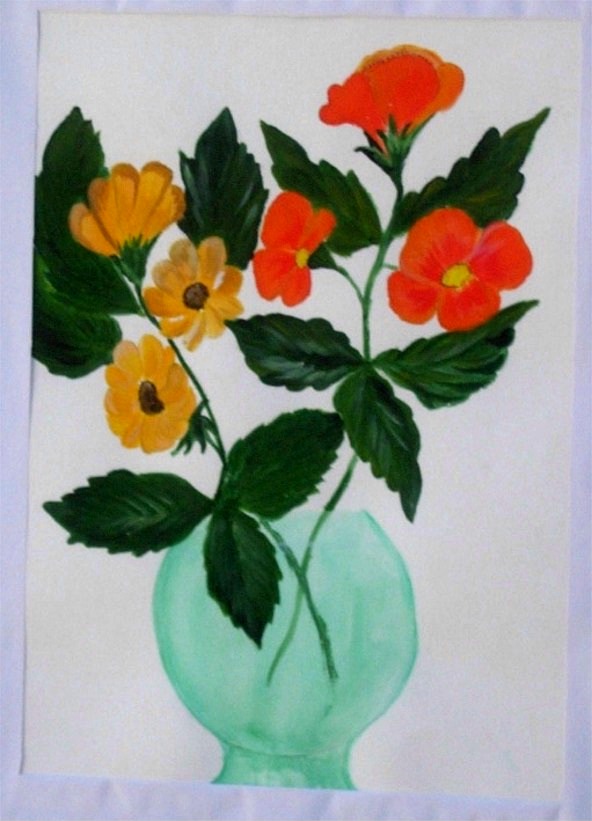 fleurs sous verre